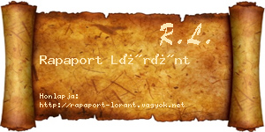 Rapaport Lóránt névjegykártya